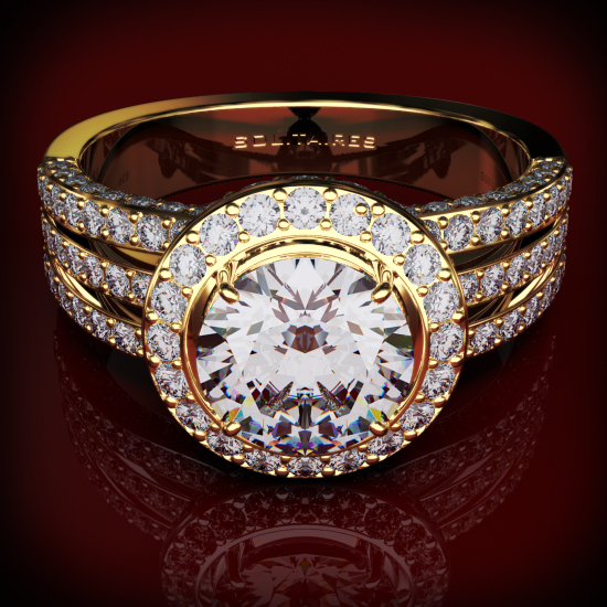 טבעת אירוסין היילו שלוש שורות